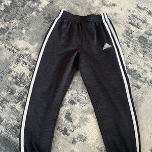 Adidas Kids Charcoal Joggers with White Stripes